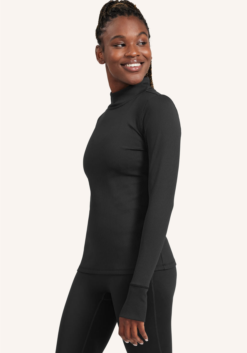 Rib Mock Neck Long Sleeve