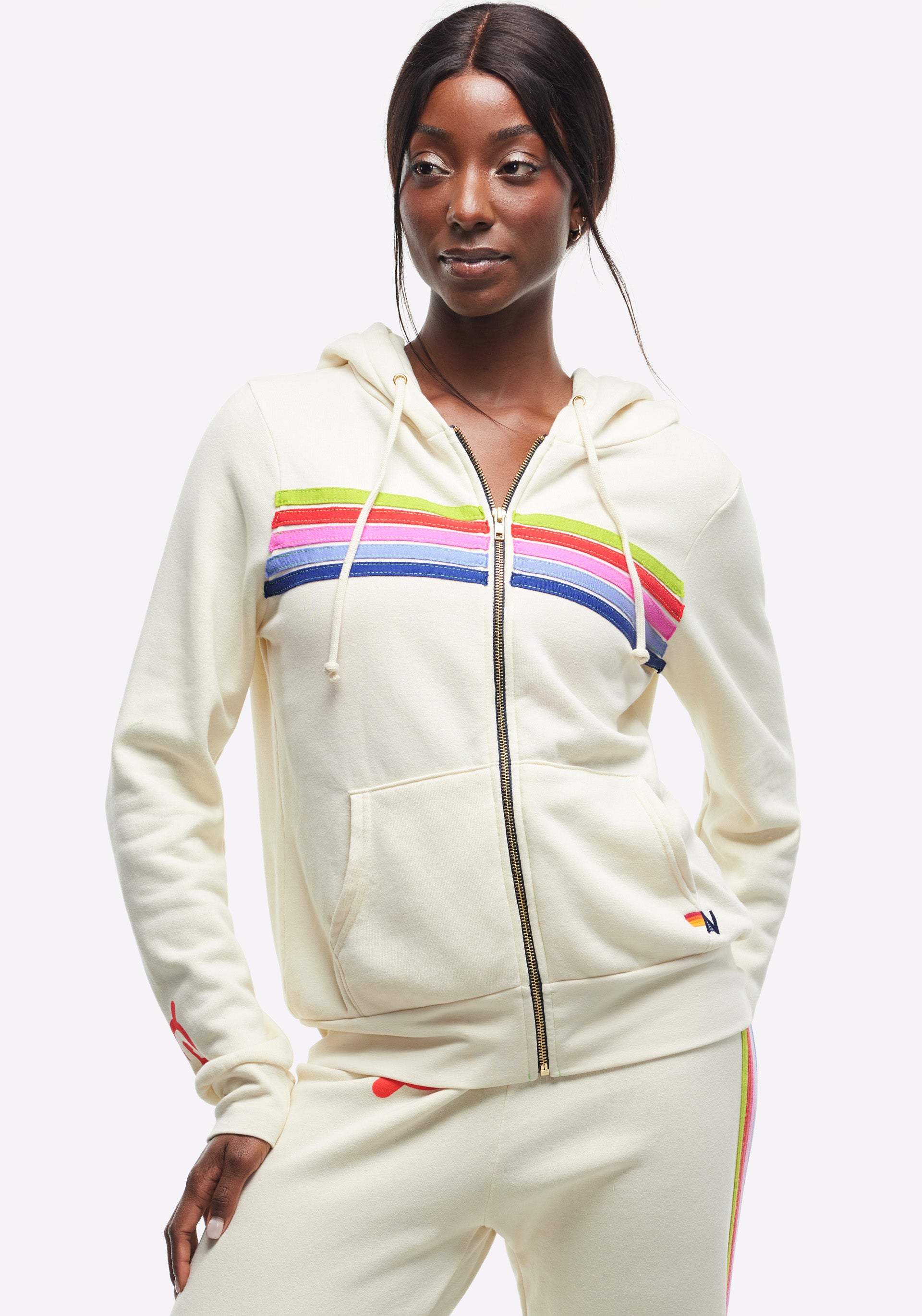 Peloton x Aviator Nation 5 Stripe Zip Hoodie Peloton Apparel UK