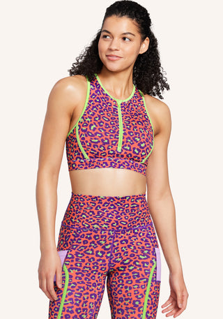 Peloton x Brittany Allen Leopard Zipper Bra