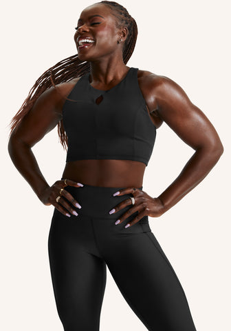 Precise And Charged High Neck Crop Bra – Peloton Apparel UK